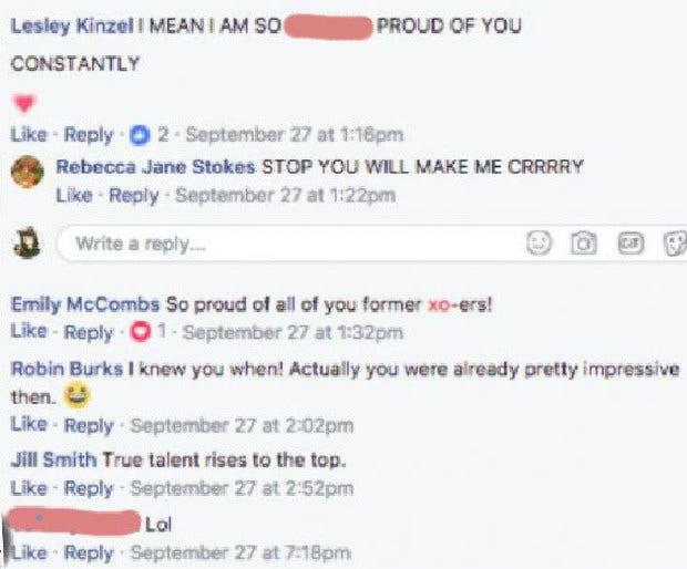 middle school bully's comment on Facebook