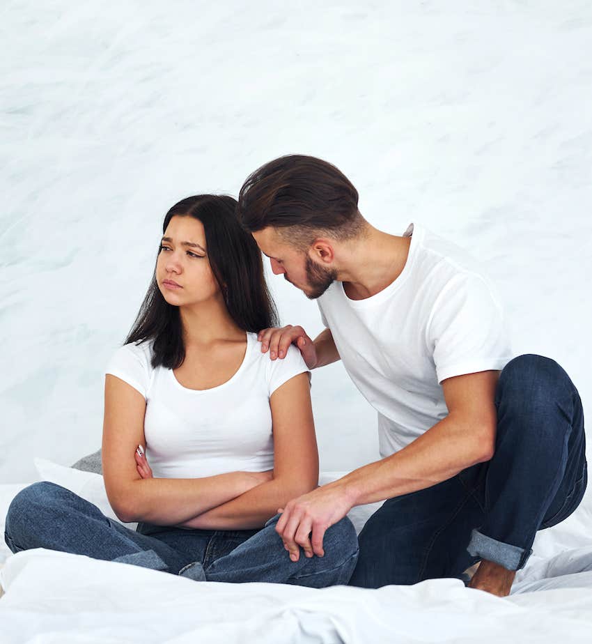 couple upset and arguing