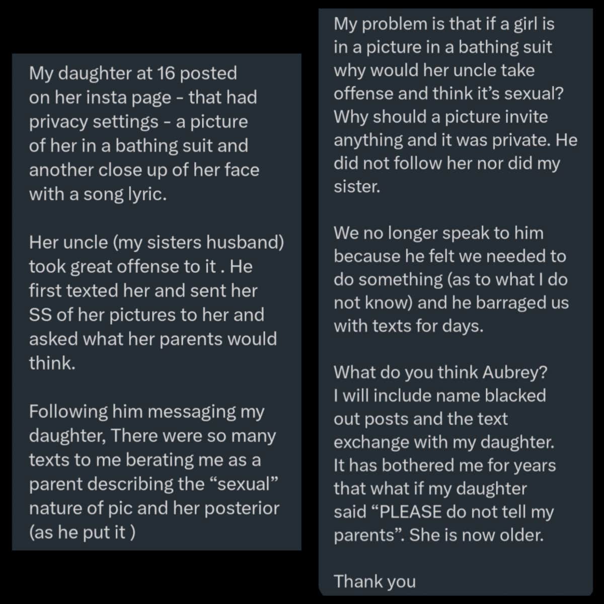 Teenager's Uncle Claims She Shouldn't Post Bikini Pictures Because A Supposed 'Concerned Parent' Sent Them To Him