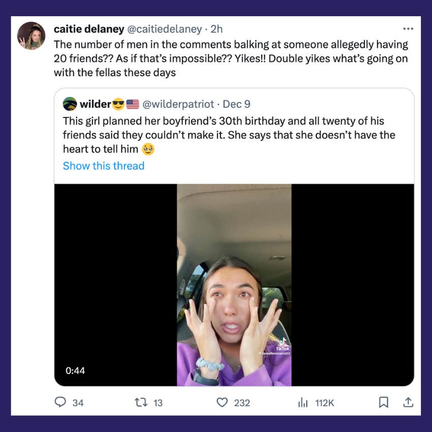 tweet about woman who planned a birthday party for her boyfriend and all his friends rsvp'd no