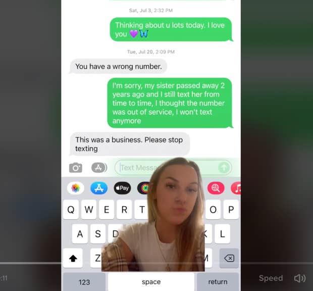 faith sidman texts dead sister's number response tiktok
